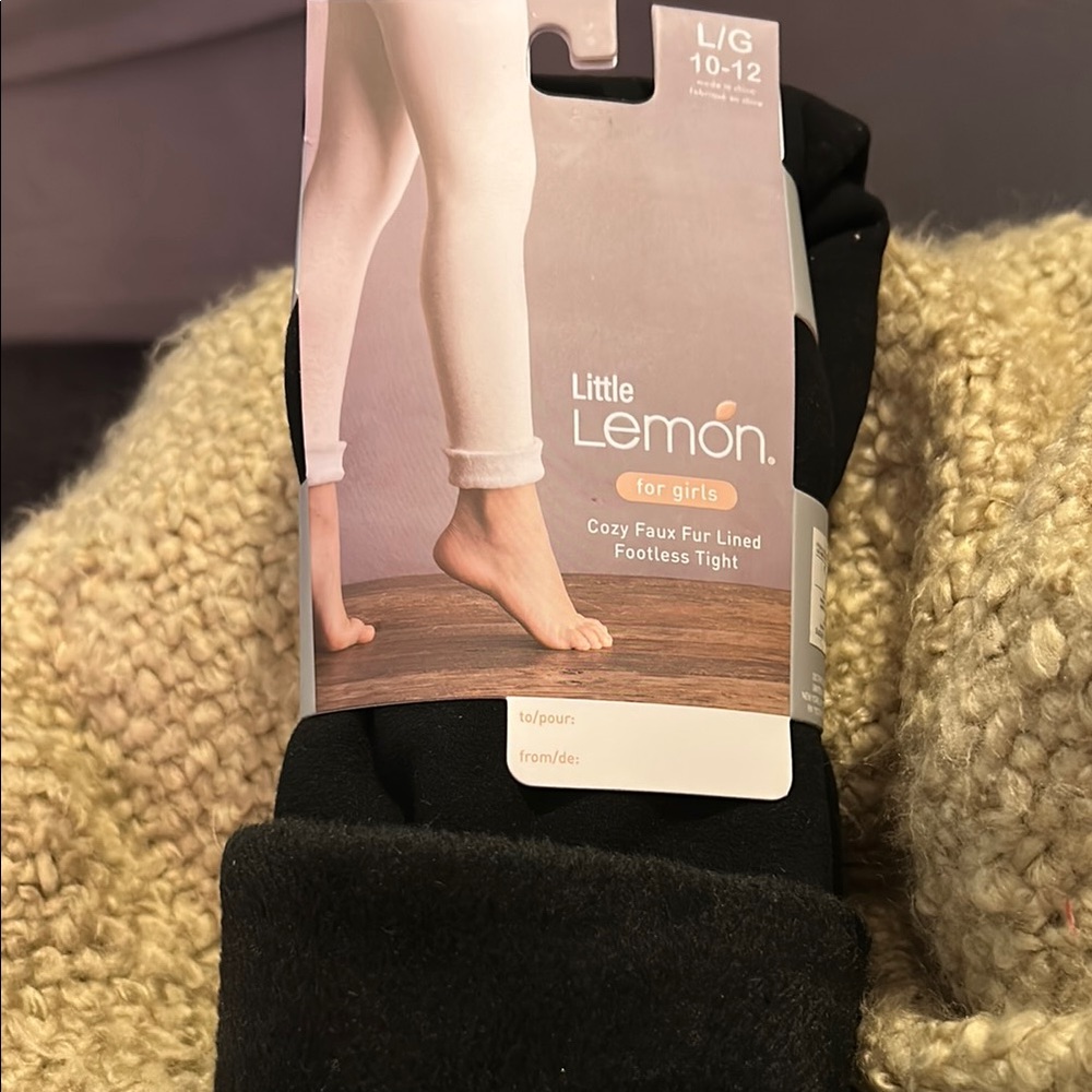 Little Lemon Girls' Black Leggings